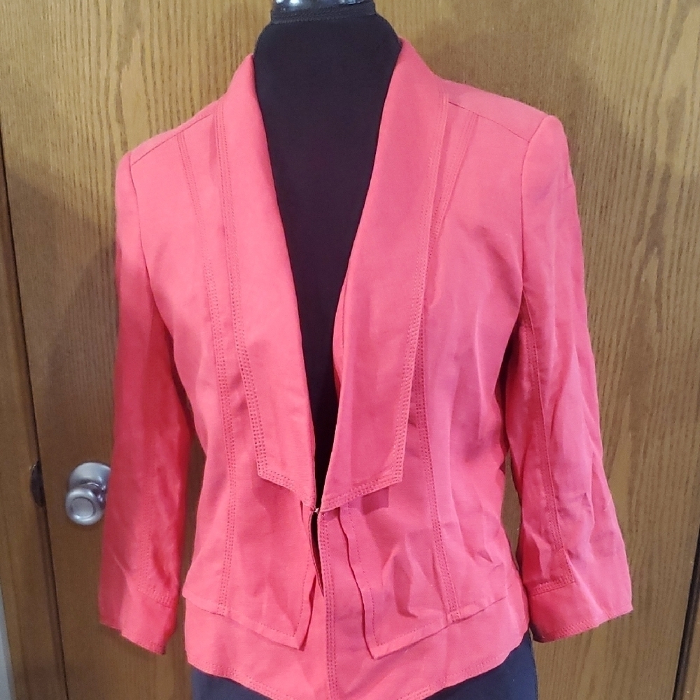 White House Black Market Line Cotton Blend Pink Blazer Fitted Single Closure
